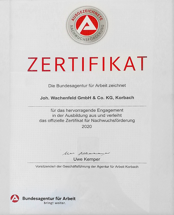 Zertifikat Agentur für Arbeit